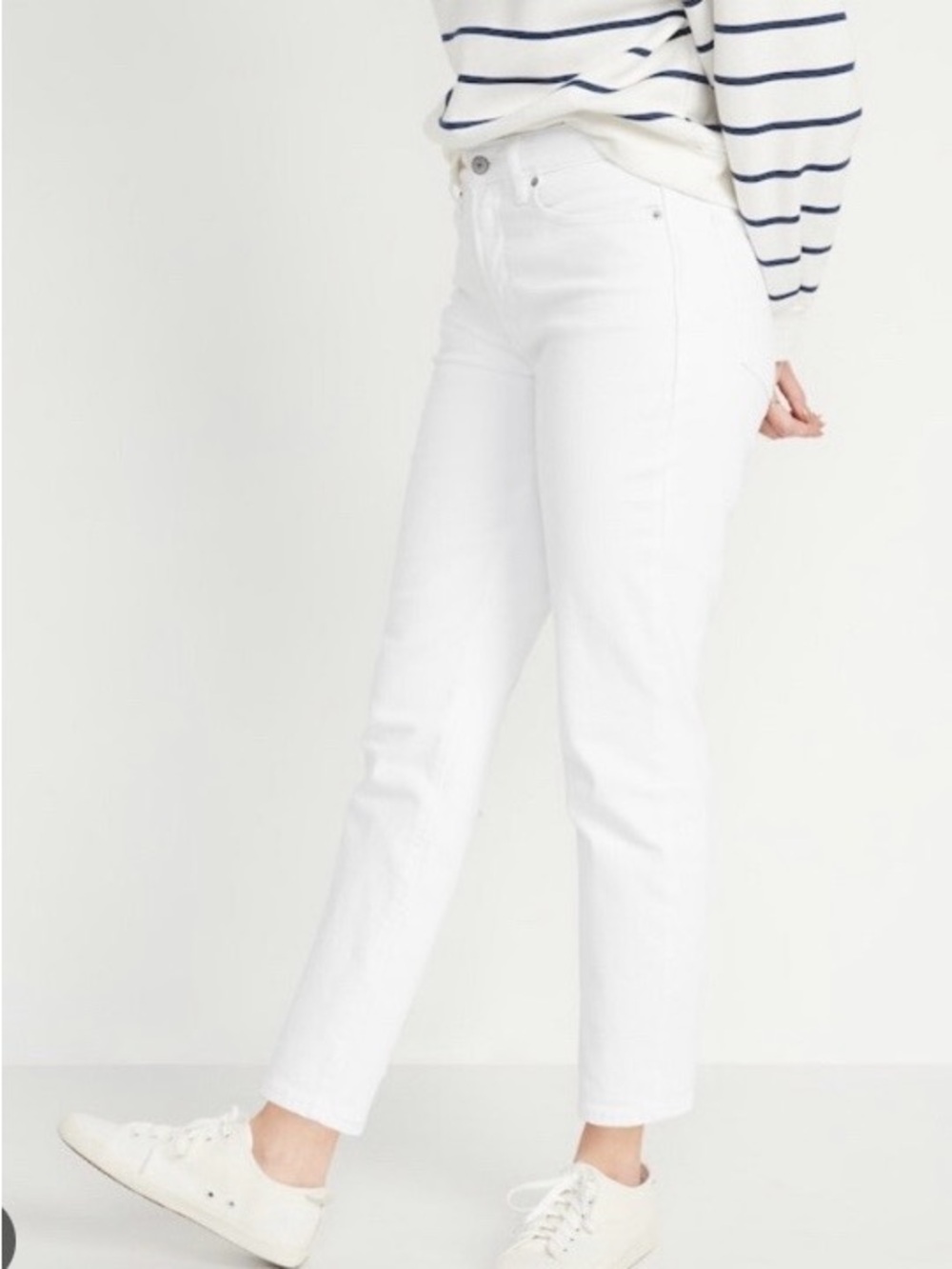 High-Waisted OG Straight White Ankle Jeans